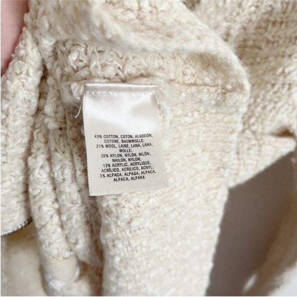 Anthropologie Moth Zipped Stitch sweater oatmeal beige knit wool alpaca swing - Picture 8 of 11